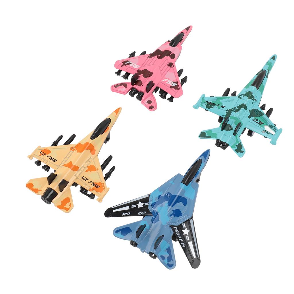 4pcs Fighter Jet Model Toy Pull Back Realistic Alloy Collectible Aircraft Model for Children