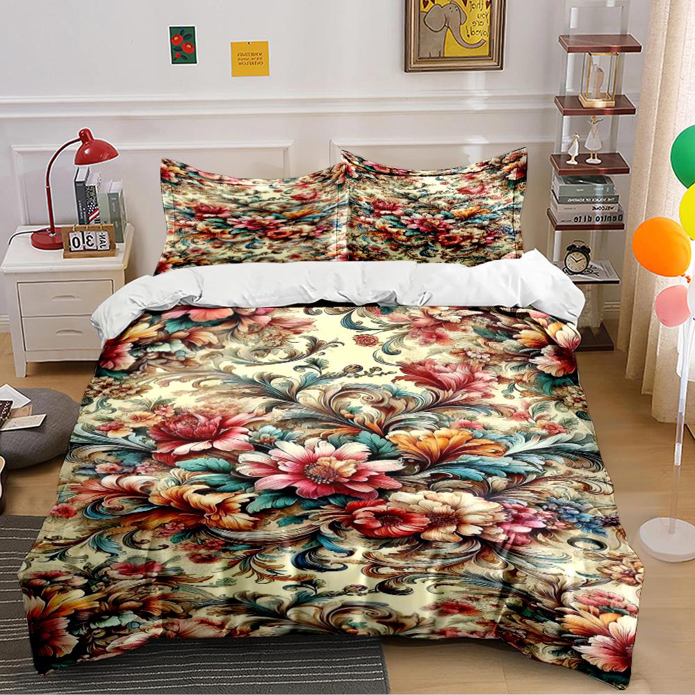 Floral Pattern Luxury Bedding Set Bedding set (1 duvet cover, 2 pillowcases, duvet not included) 135x200cm