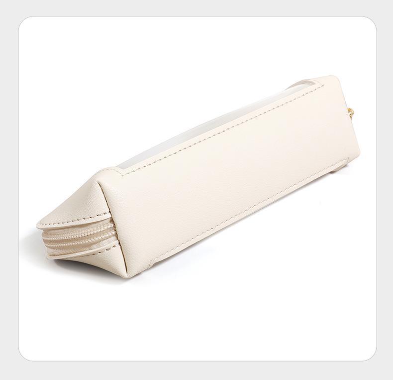 Transparent PU Leather Pencil Case with Window - 3D Stationery & Makeup Bag, Portable Storage Box