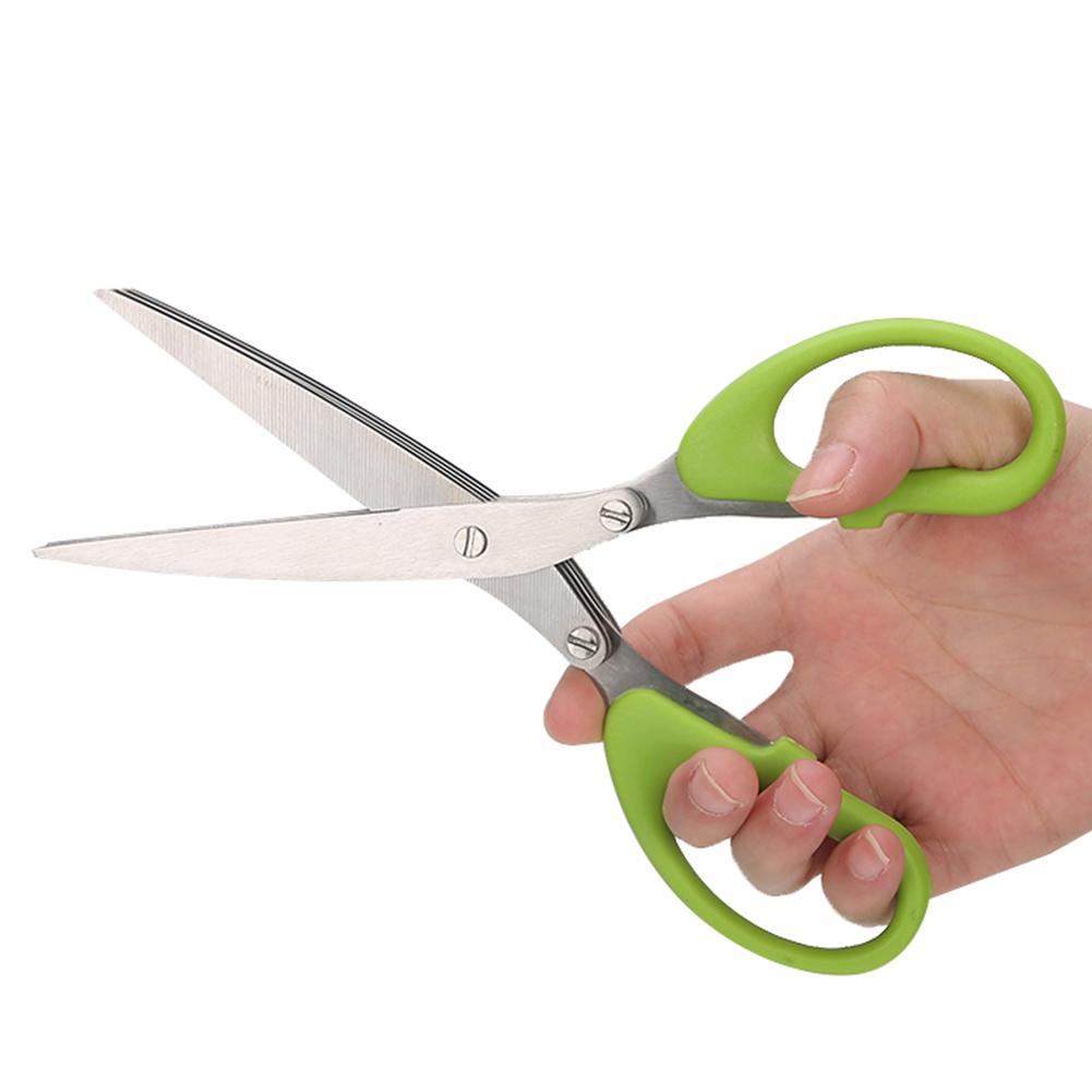 

Ножницы для зелени Лук-порей Ткань 5-слойные Многофункциональные Бытовые Зеленая ручка Кухонные ножницы