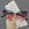 Fashionable And Cool Metal Cat Eye Sunglasses New Women'S Outdoor Photography Eyeglasses Summer Uv Protection
