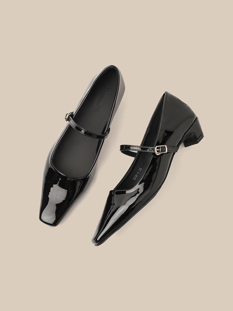 Mary Janes mit quadratischer Spitze und mittlerem Absatz, neue vielseitige Pendler-Einspangen-Damen-Einzelschuhe