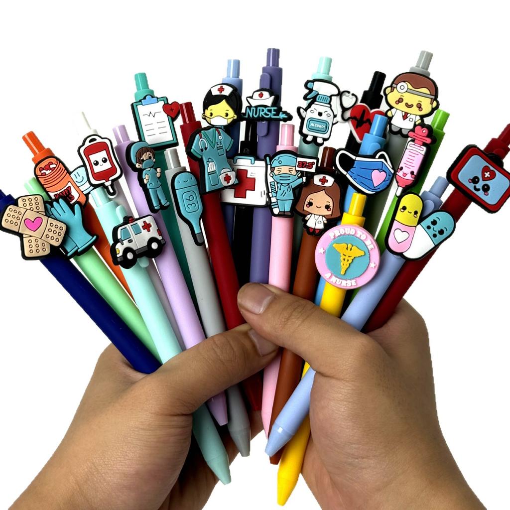 10Pcs Multiple Colors Series Medical Pens, Quick-Dry Plastic Ballpoint Pens with Medium Tip, Suitable for Nurses and Healthcare Professionals, Retrac
