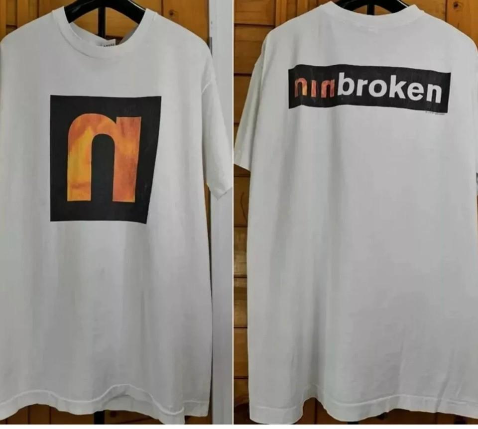 Футболка унисекс Nine Inch Nails Broken 90-х, белая, с коротким рукавом, 2 стороны XL