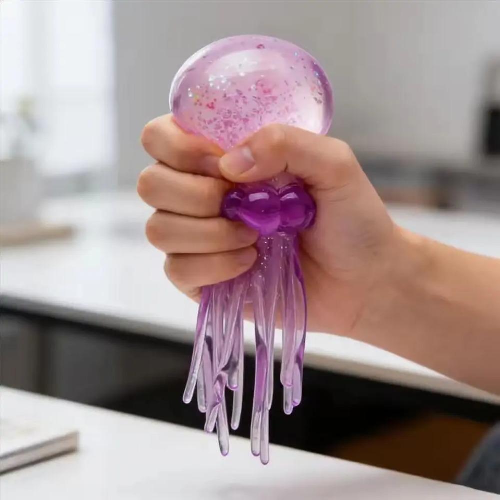 Jellyfish Squishy Toy Transparent Glitter Slow Rising Stress Relief Squeeze Toy Anti-Stress Fidget Toy For Kids Adults