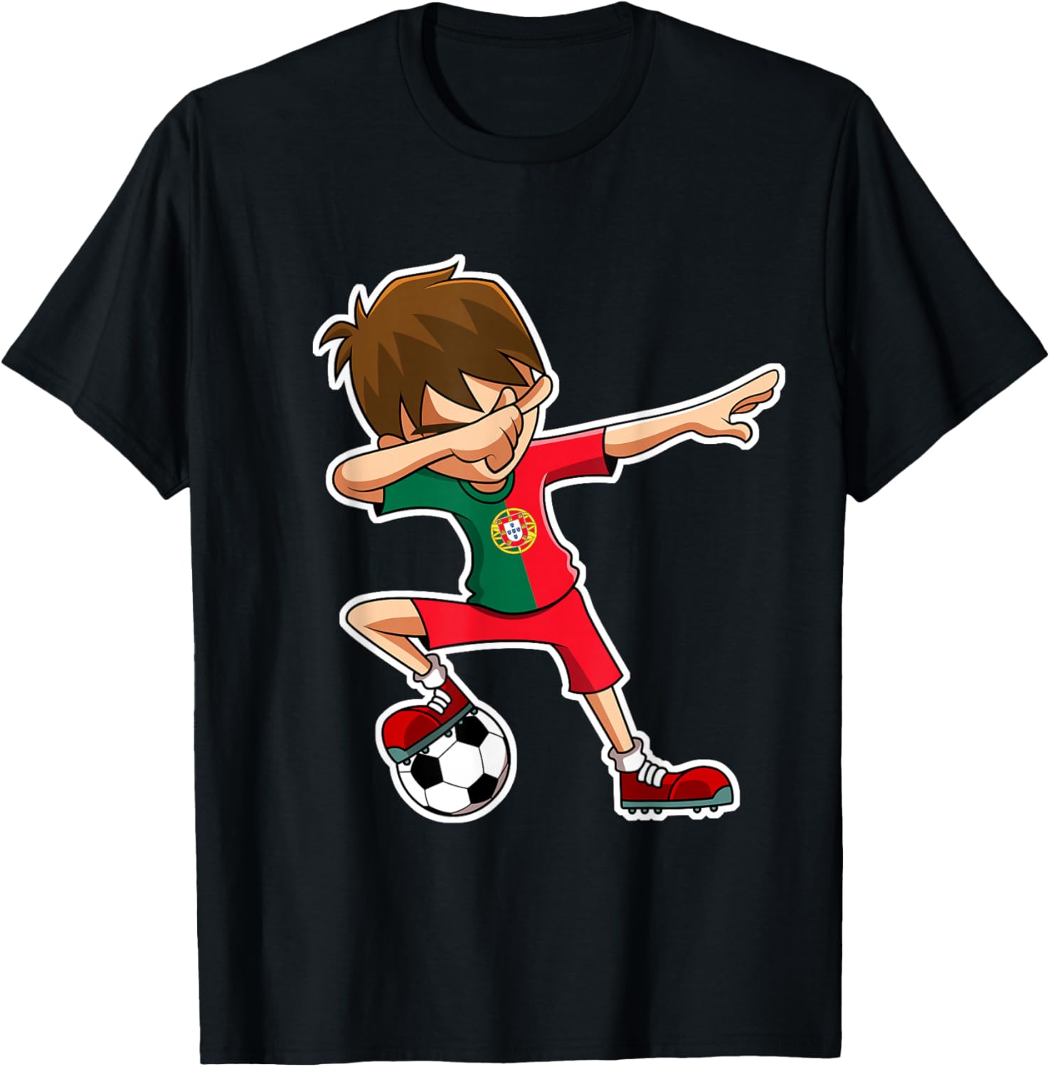 Dabbing Football Boy Portugal Flag T-shirt L