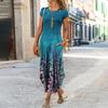 Mode Frauen Kleid Rundhals Kurzarm Taschen Floral Print Lose Maxi