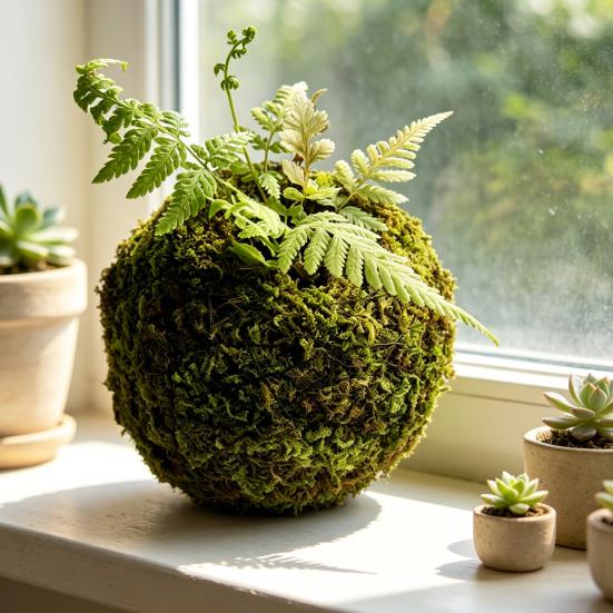 Mosbold Blomsterpotte, Naturlig Grøn Bonsai Planteholder, Dekorativ Mosbold Planteholder til Hjem, Have, Bryllupsfest Dekoration