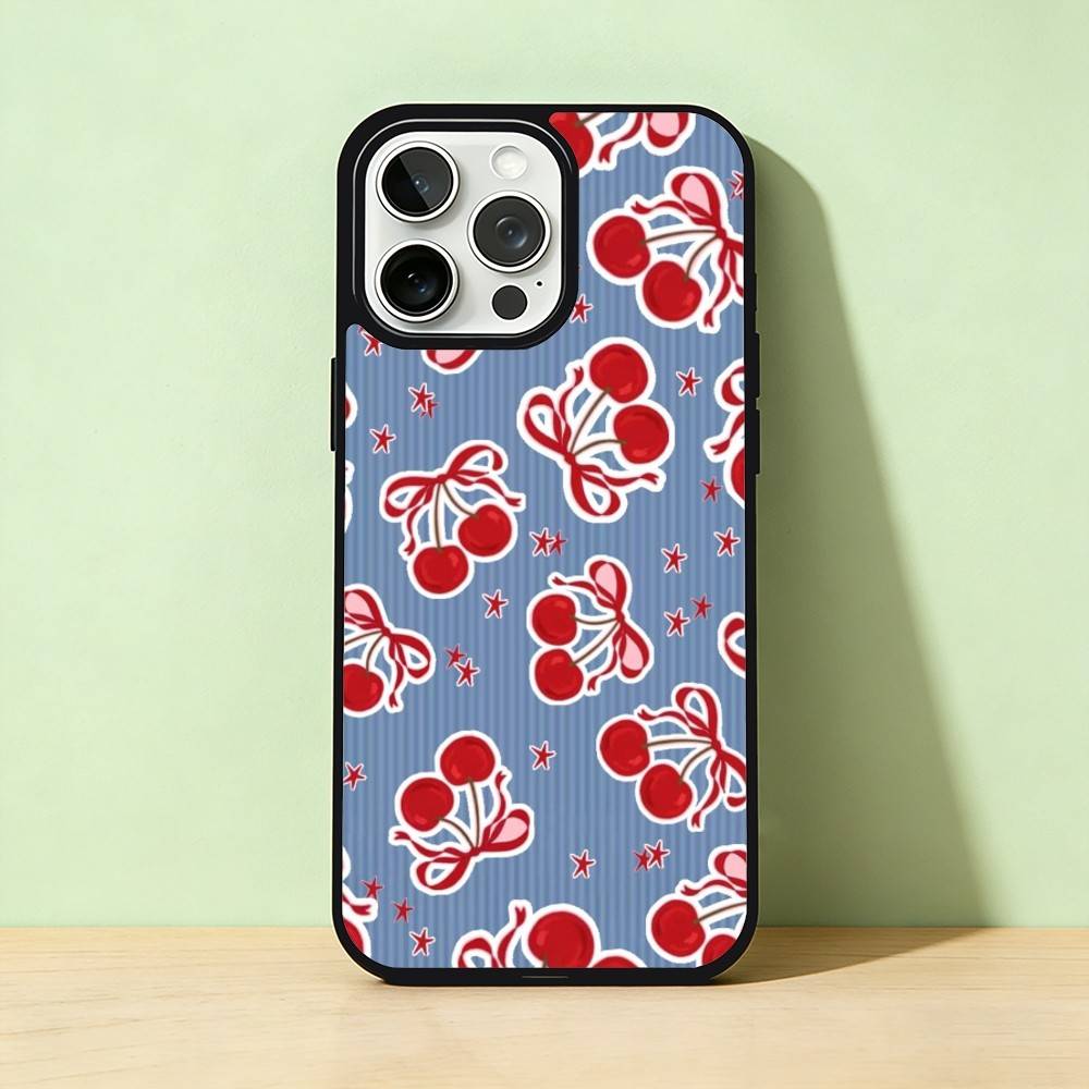 

AAA Cherry Phone Case For iPhone 17,16,15,14,13,12,11,Pro Max,Plus Candy Silver Cover iPhone13PROMAX