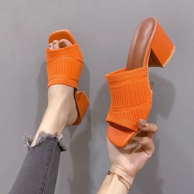 Women's Spring and Summer Square Toe Open Toe Chunky Heeled Sandals Casual Cool Cool Slippers