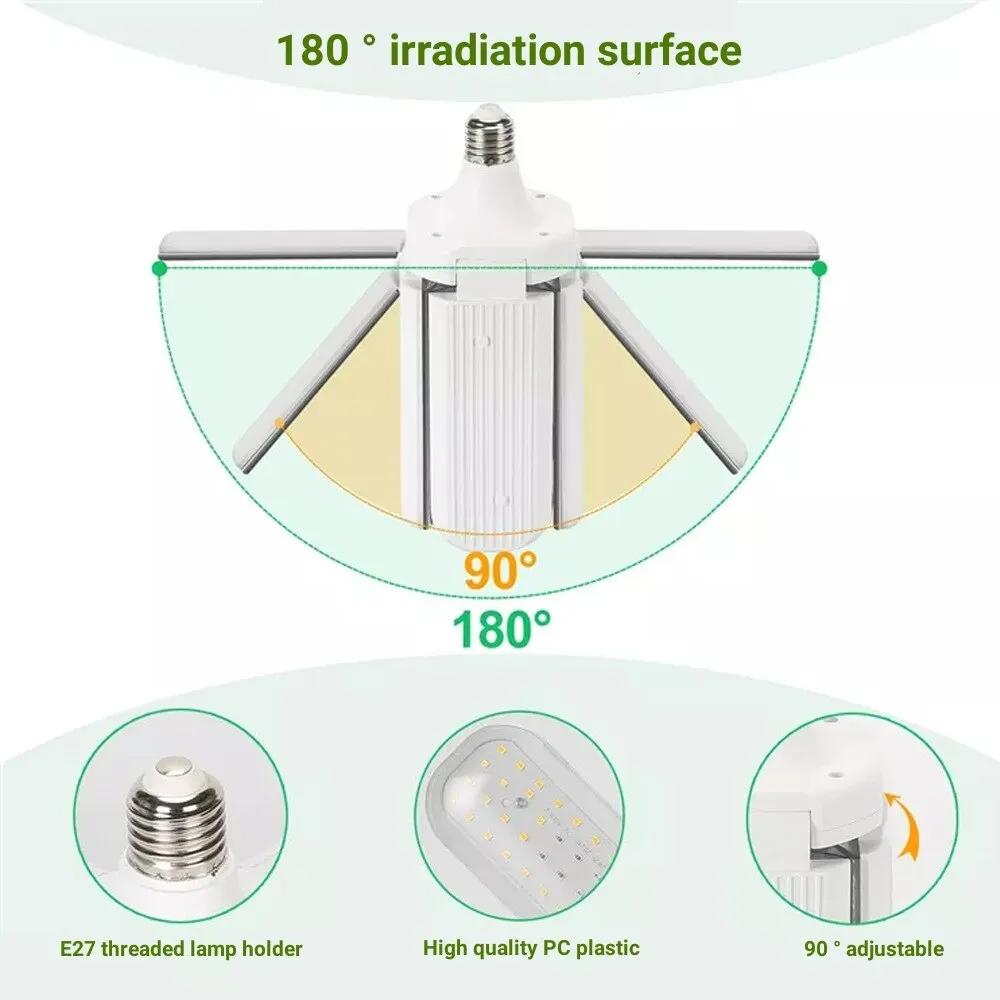 24/36/48W Fan Leaf Foldable LED Grow Light Full Spectrum E27 Plant Growing Light Phytolamp Bulb Indoor Plants Flower Seedling