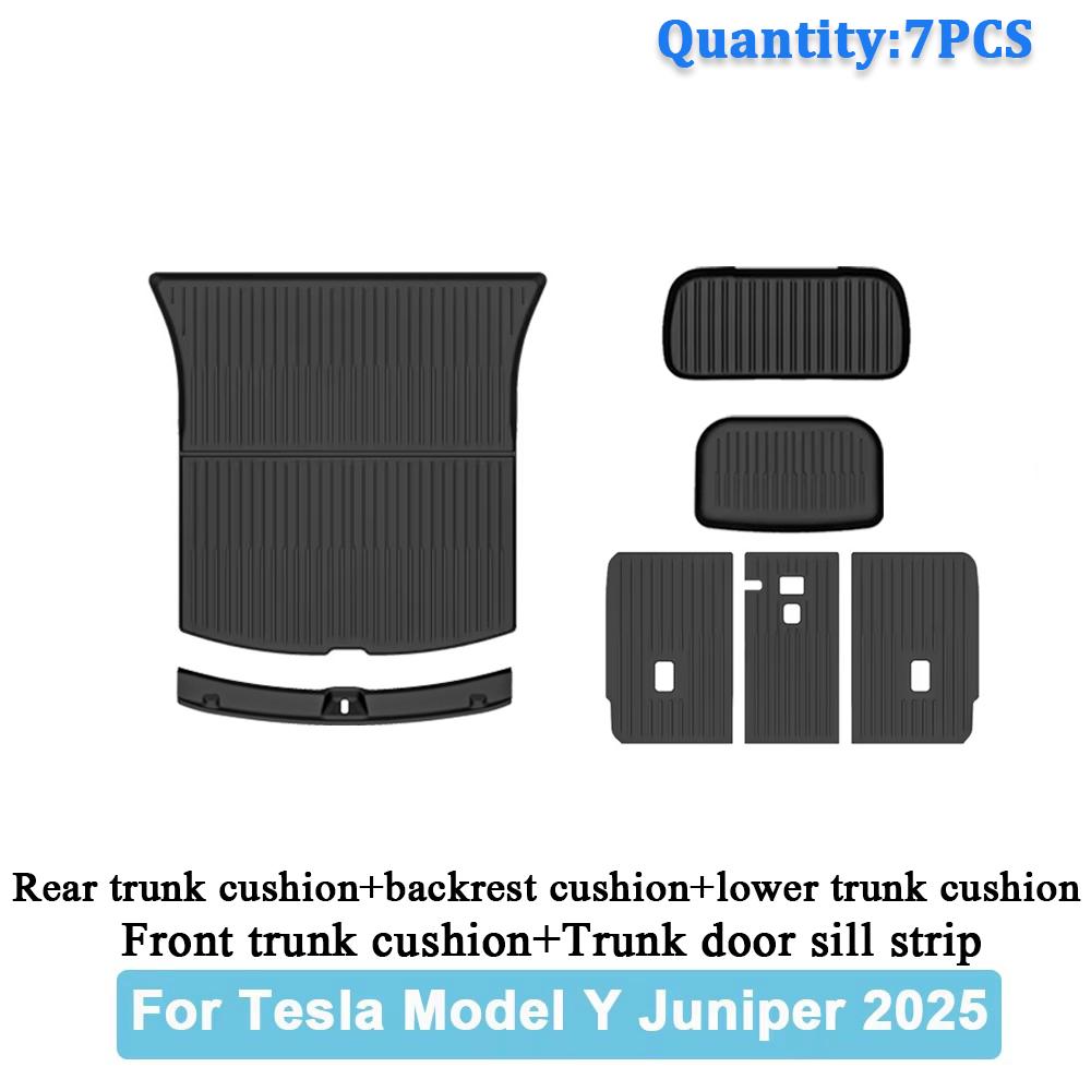 Car Trunk Mats For New Tesla Model Y 2025 Juniper TPE Floor Mats & Cargo Liner All Weather Trunk Mats Floor Liner Backrest Mats