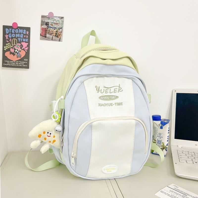 High value, fresh and sweet, contrasting color splicing backpack, lightweight travel backpack for junior high school students
