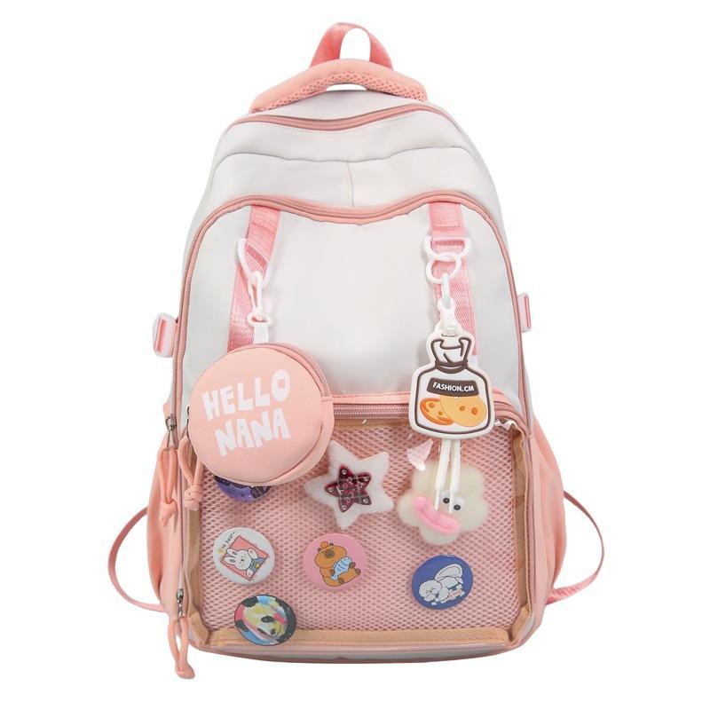 Schoolbag New Schoolbag Girls Large Capacity Burden Reduction Lightweight Middle School Students Junior High School Students Class Travel Backpack