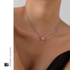 Korean Four-Leaf Clover Pink Zircon Necklace - Choker Chain Qixi Gift for Girlfriend