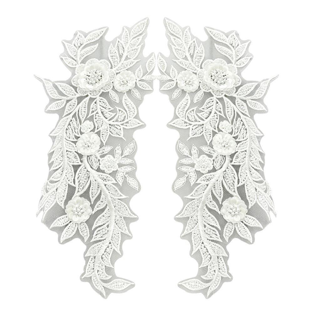 Multi-color Handmade Beads Lace Embroidery Flower Mirrored Flowers Wedding Dress Fabric Floral Design Mesh Lace