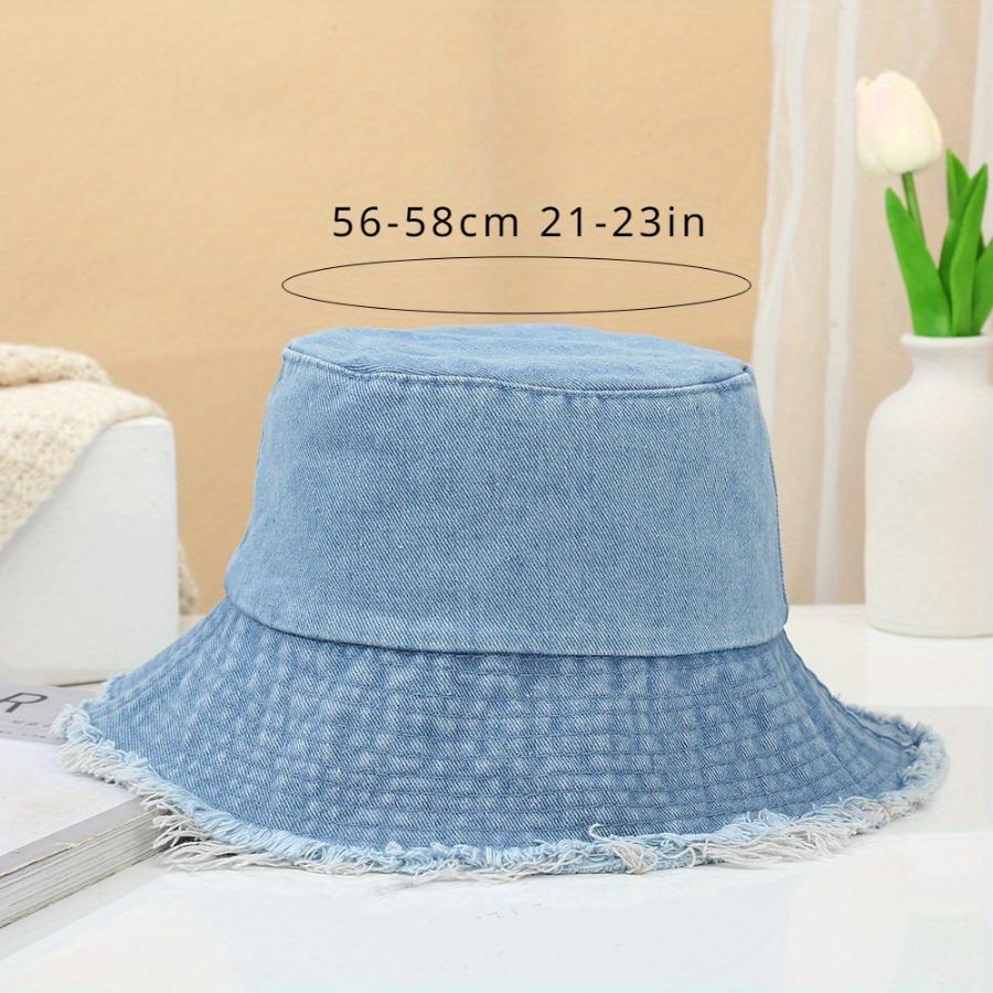 1 STK Cowboy Blue Fisherman's Hat, bredbremmet solhatt og UV-sikker utendørs reisebassenghatt i vår- og sommerserien