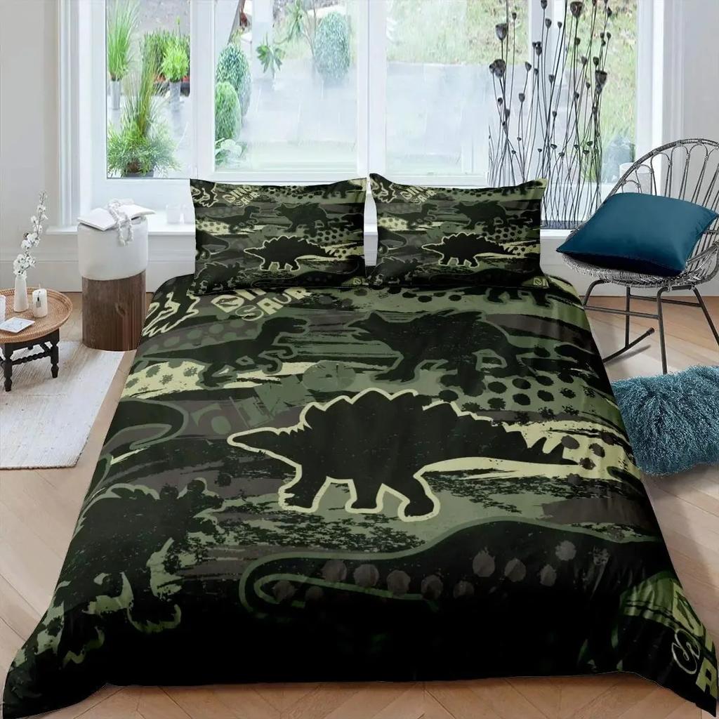 3D Dinosaur Duvet Cover Set Queen Size for Boys Dinosaur Bedding Set T-Rex Dinosaur Comforter Cover Bed Set Home Decor for Teens