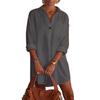 Medium Long Shirt White Pink V Neck Long Sleeve Loose Solid Color Shirt for Women
