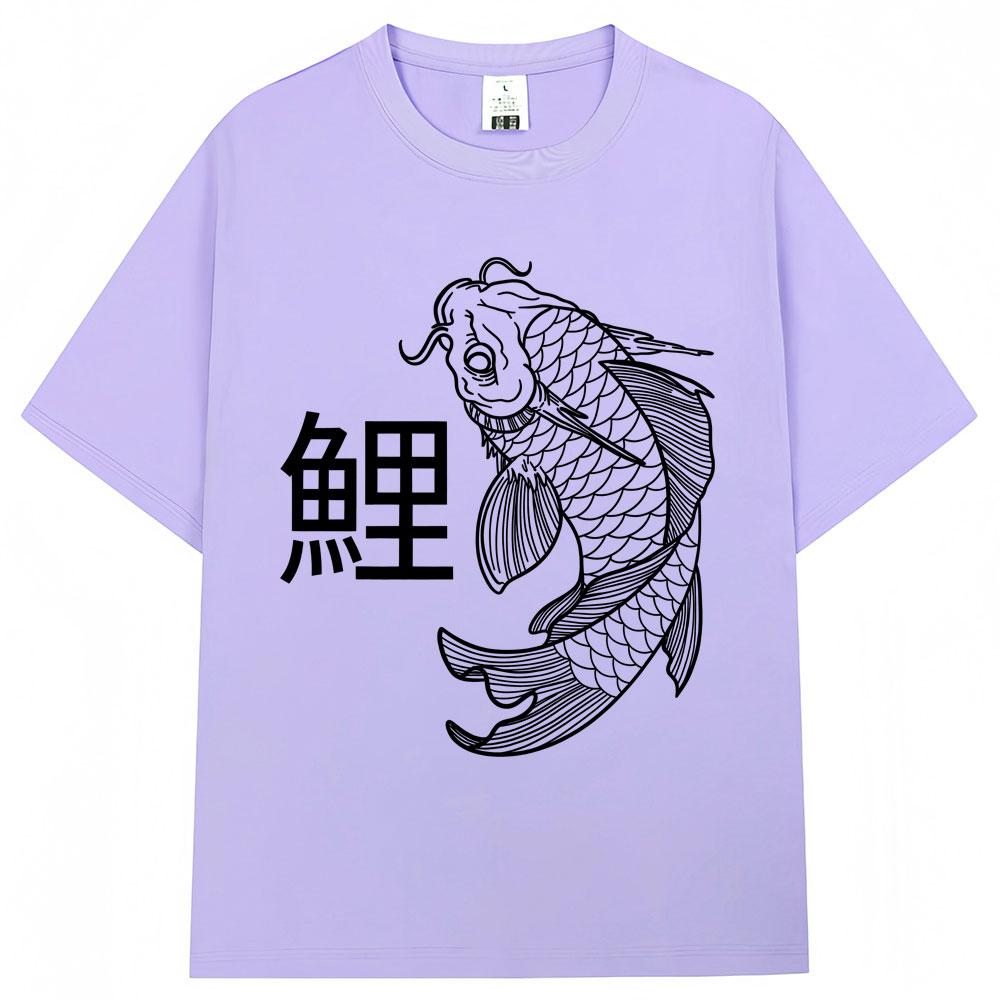 Japanese Style Koi Sign Graphic Tshirts Men Women Fashion Classic Y2k Short Sleeve Oversized Cotton Casual T Shirts Streetwear
