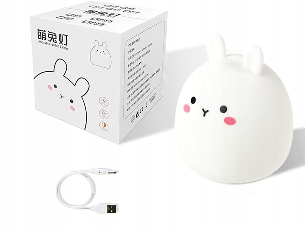 Soft rabbit lamp with remote control Silicone for children multicolor USB
