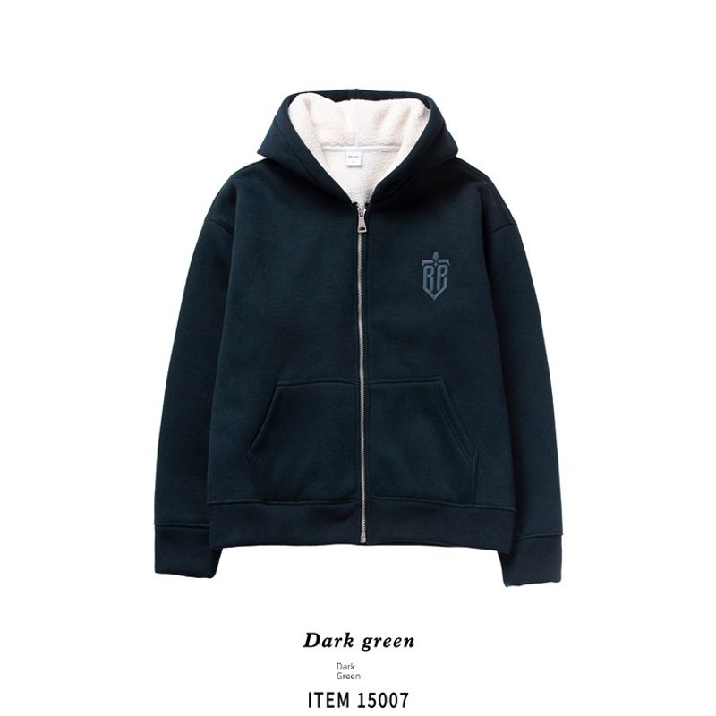 American-Style 520g Heavyweight Embroidered Lamb Wool Knit Cardigan for Men, Winter Thickened Sweatshirt, Export Men's Jacket