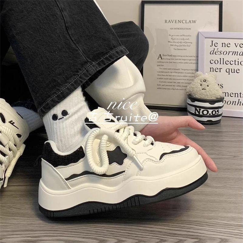 Star thick baseplate shoes women's spring summer new style niche design versatile student white shoes tide