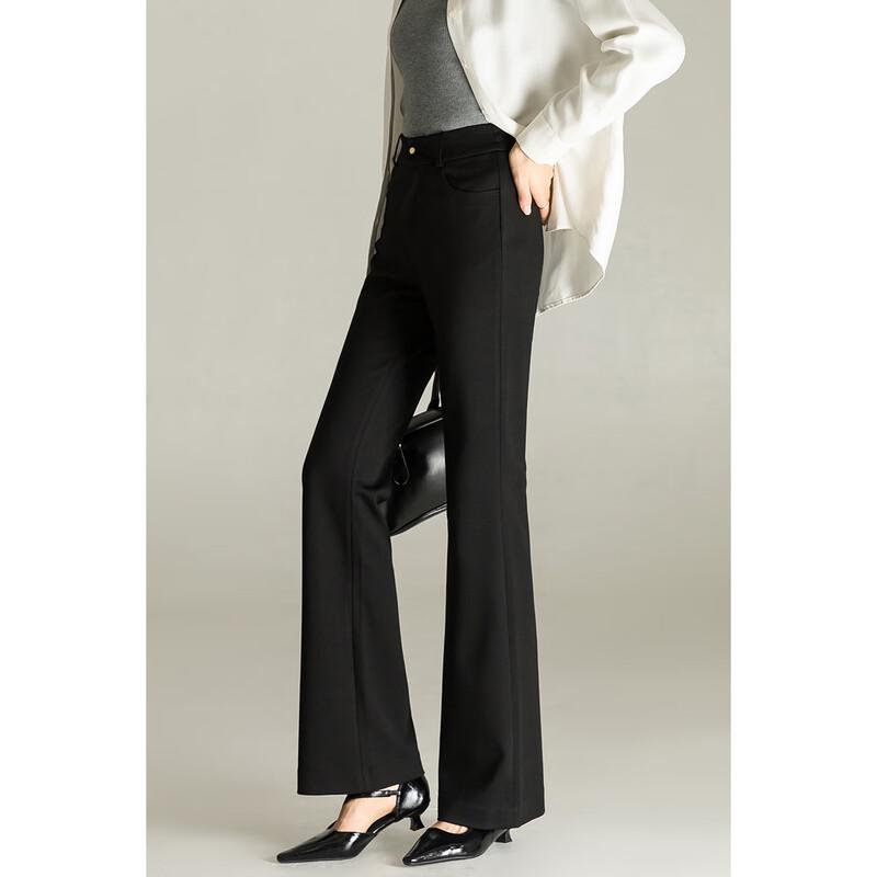 MengShuYa Women's High-Waist Slim-Fit Micro-Flare Knit Pants