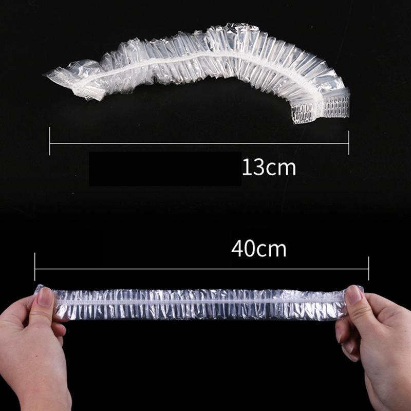 100Pcs Disposable One-Off Hotel Home Shower Bathing Clear Hair Elastic Caps Hats
