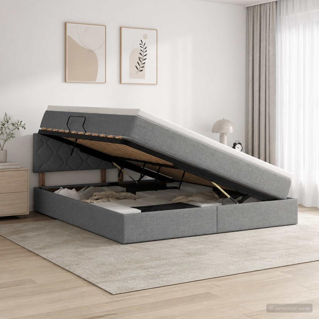 Storage Bed with Mattress Dark Grey 140 x 200 cm Velvet