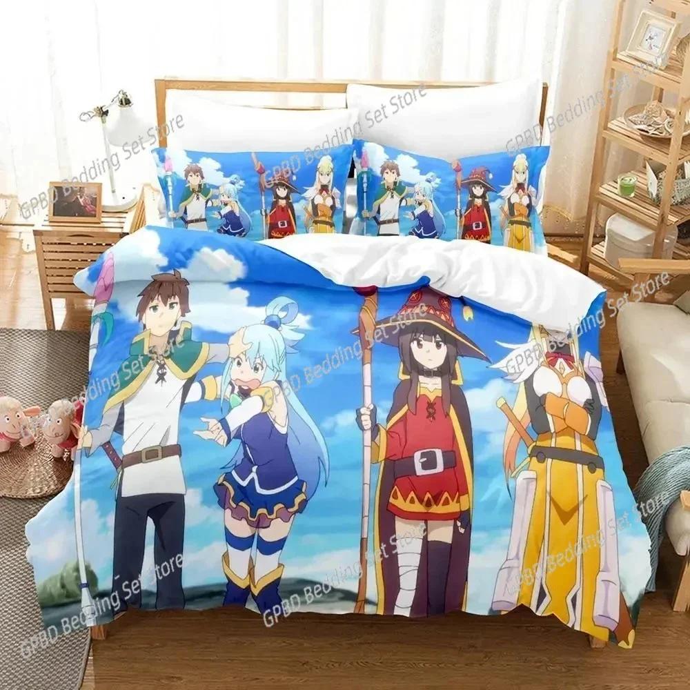 New 3D Print Anime KonoSuba Bedding Set Single Twin Double Queen King Cal King Size Bed Linen Set