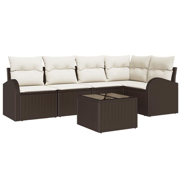 VidaXL Ensemble de Canapé de Jardin de 5 Pièces avec Coussins Gris Rotin Poly 3346048