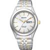 Reguno Solar Wristwatch KM1-113-13 Waterproof Business Metal Easy-to-Read Date Day Seconds Luminescent Gold Silver