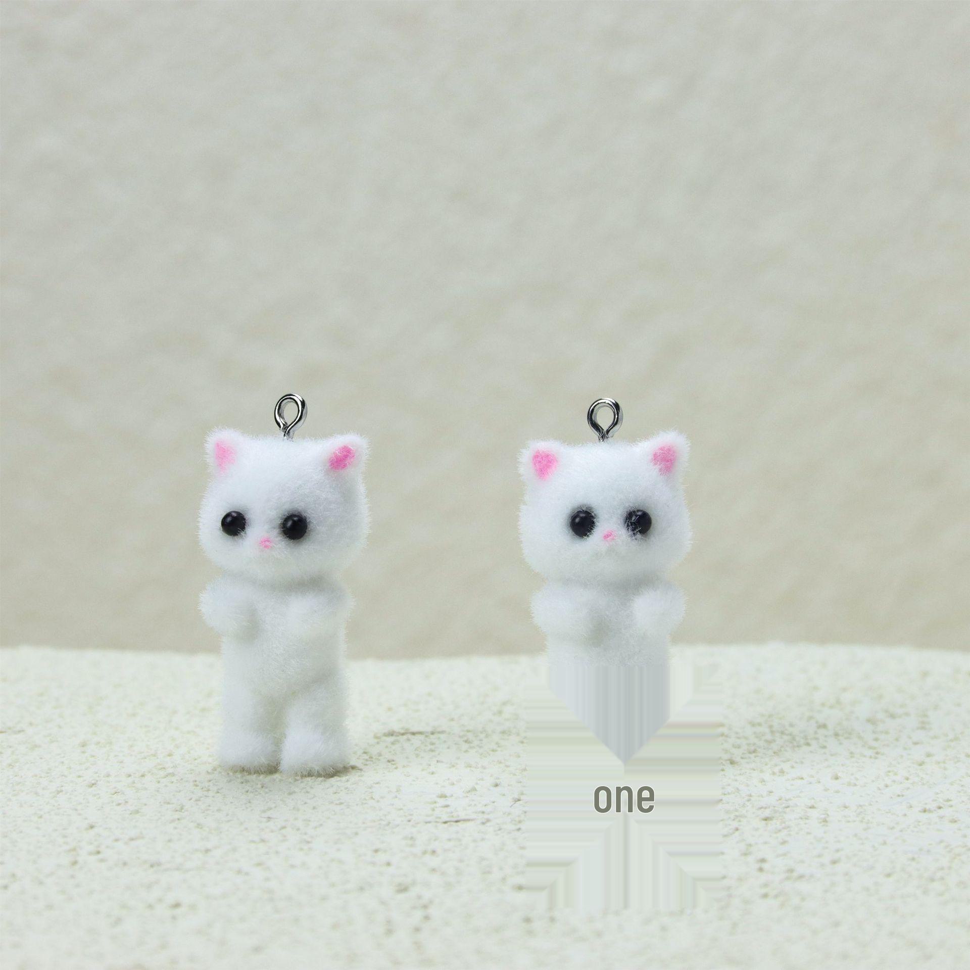 

3D смоляной флокированный милый кот DIY брелок и серьги кулон 16*38mm