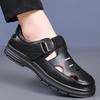 2025 summer new men's sandals soft leather casual breathable hollow Velcro cool leather shoes men's leather sandals 3337