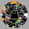 50 Pcs Black Cat Kittens Stickers for Suitcases, Laptops, Cars, and Graffiti Decoration