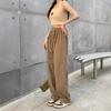 Corduroy Ultra-thin Strip Velvet Wide-leg Pants Women's Autumn Double Drawstring Belt Casual Pants High-waisted Straight-leg Pants Show Long Legs