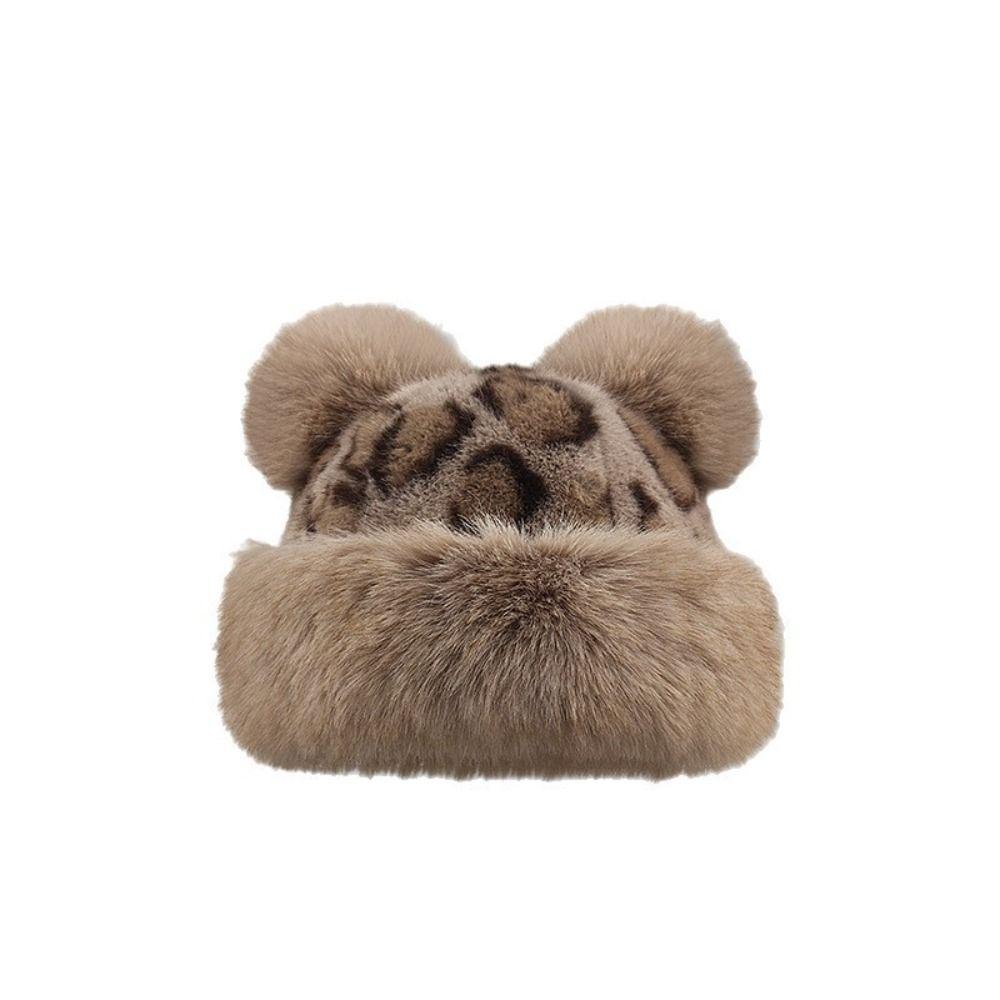 Korean Style Bear Ears Plush Hat Warm Cap Mink Fur Fisherman Hat Fluffy Warm Hat Autumn and Winter