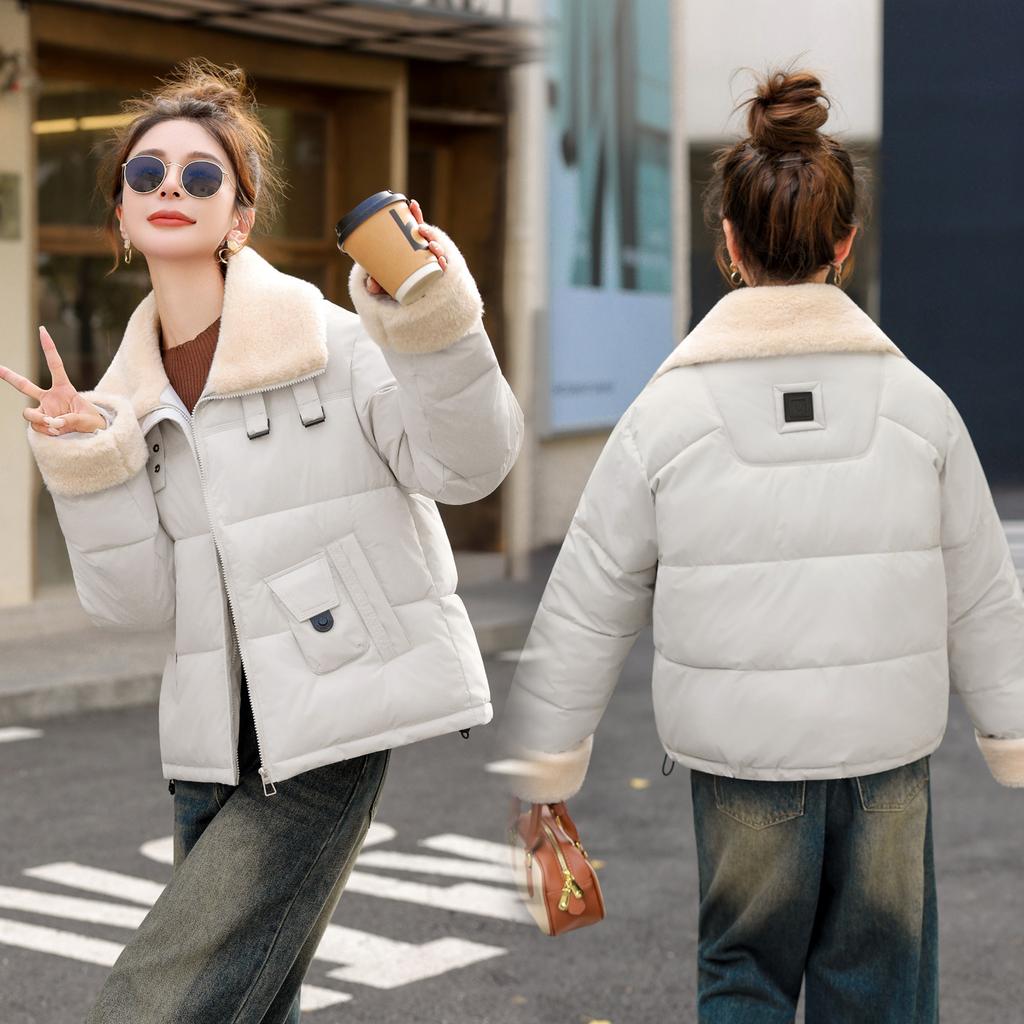 Women's Faux Wool Lapel  Down Cotton-padded Jacket