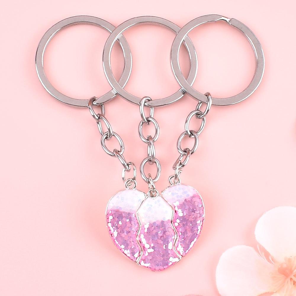 Good Friend Best Three-person Friendship Magnetic Necklace Creative Love Splicing Key Chain Pendant