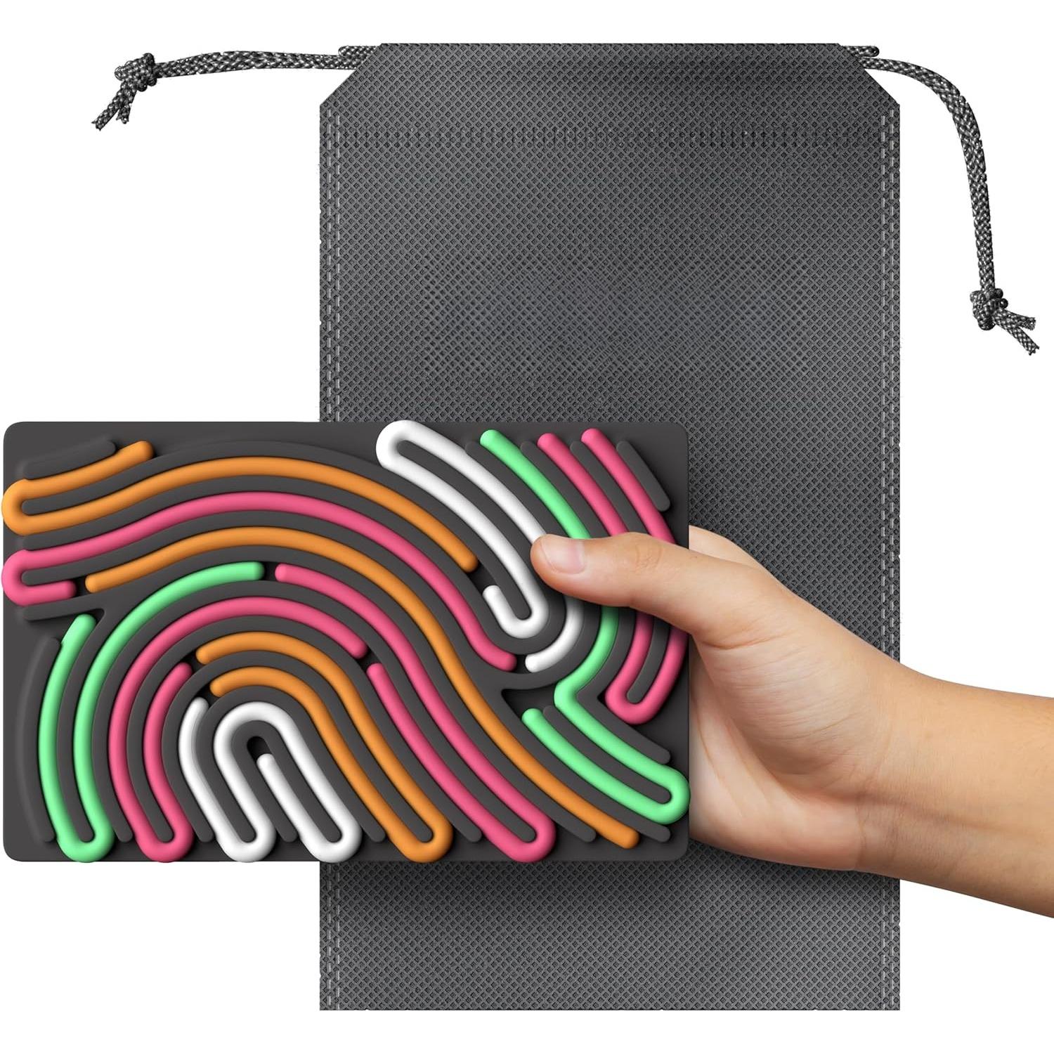 

Сенсорная игровая доска, силиконовая игрушка-фиджет для успокоения, снятия стресса, беспокойства, СДВГ и аутизма, бесшумная, без беспорядка, в комплект входит переносная дорожная сумка и 11 струн 18*11.4*1.3cm чёрный