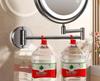 Wall-Mounted Foldable Vanity Mirror with Lights (Double-Sided, Punch-Free Installation) for Bathroom.