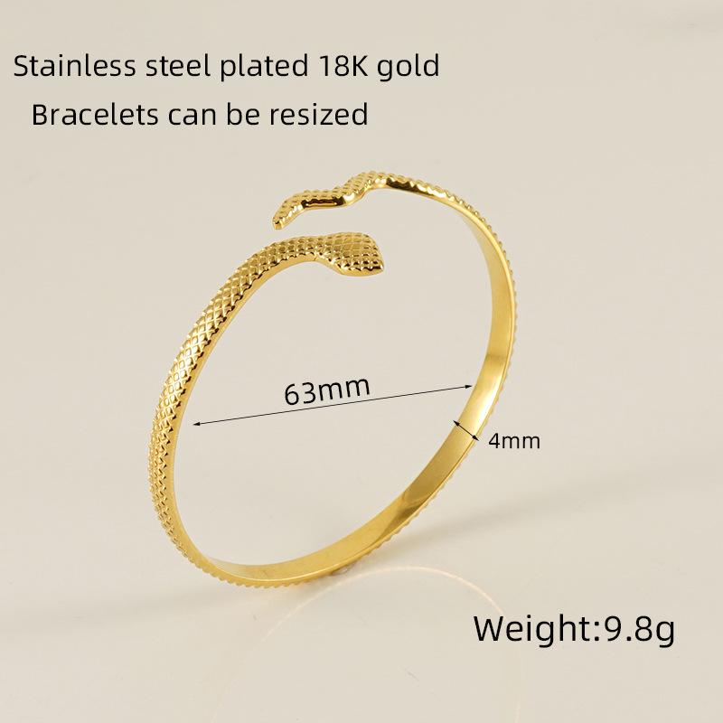 Retro Titanium Steel Adjustable C-Shaped Bangle - European & American INS Style Stainless Steel Women's Bracelet