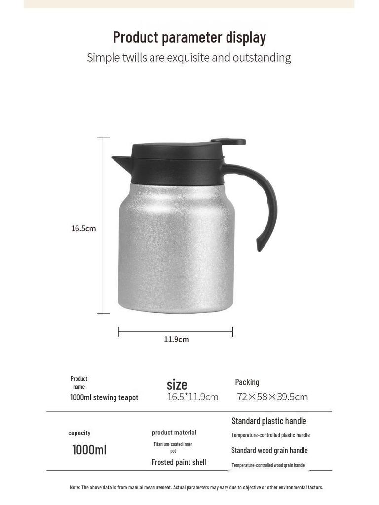 Large Capacity Titanium-Coated Stainless Steel Insulated Teapot with Portable Handle and Tea Infuser