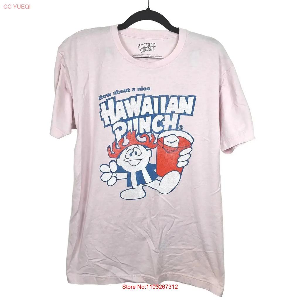 Hawaiian Punch Large Pink T Shirt Retro 80s 90s Mascot Vintage Versatile Graphic Homme Fashion Stretched Casual Unisex