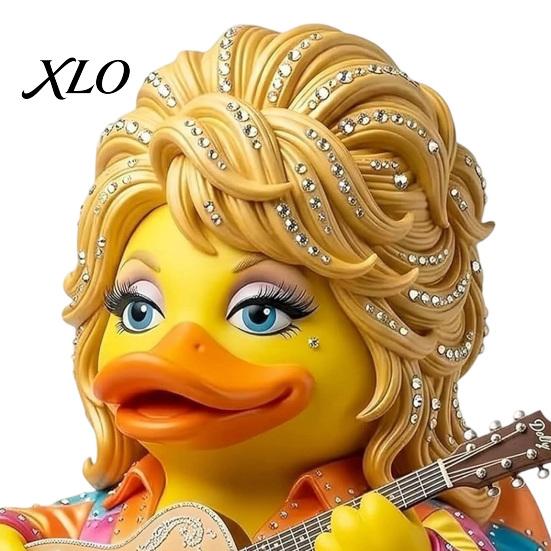 Hand Painted Musician Figurine Parton Memorial Duck, Dolly Duck Figurine, Country Music Statue, Guitar-Themed Collectible Decorative Sculpture