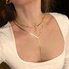 Vintage Gold Color Double Layered Necklaces for Women Delicate Crystal Metal Long Tassel Beads Chain Choker Party Jewelry Gifts
