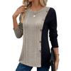 Women's Color Blocking Button Slit Casual Long Top