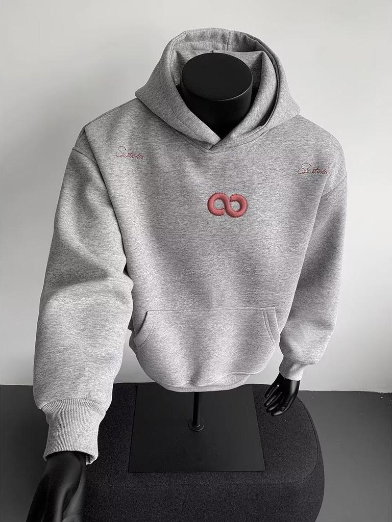 Heavyweight Embroidered Unisex Hoodie - Trendy American Casual High Street Sweatshirt for Autumn/Winter, Plus Velvet, Perfect for Couples