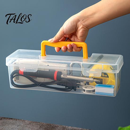 Talos Hardware Storage Box, with Handle Transparent Stackable Dust-Proof Organizer, for Tools Spices Art Supplies Office Accessories